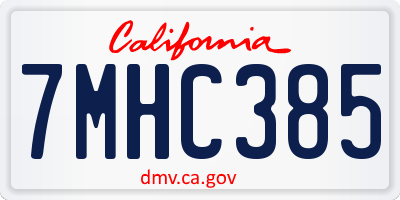 CA license plate 7MHC385