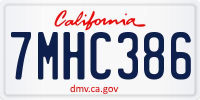 CA license plate 7MHC386