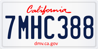 CA license plate 7MHC388