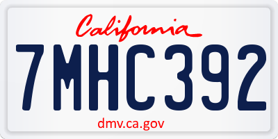 CA license plate 7MHC392