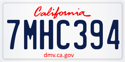 CA license plate 7MHC394