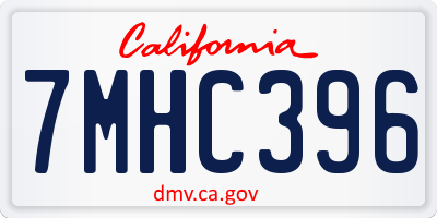 CA license plate 7MHC396