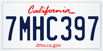 CA license plate 7MHC397