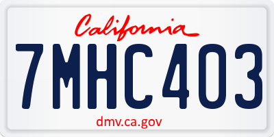 CA license plate 7MHC403