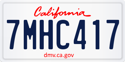 CA license plate 7MHC417