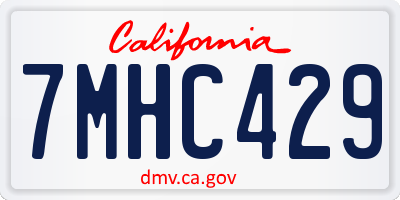 CA license plate 7MHC429