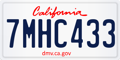 CA license plate 7MHC433
