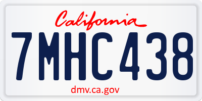 CA license plate 7MHC438