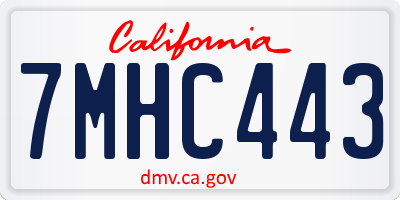 CA license plate 7MHC443