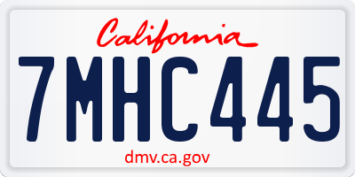 CA license plate 7MHC445