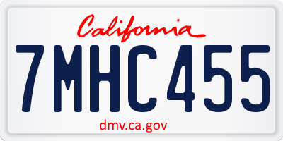 CA license plate 7MHC455