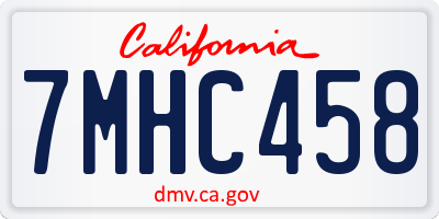 CA license plate 7MHC458