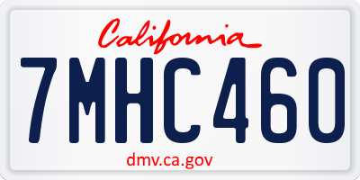 CA license plate 7MHC460