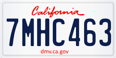 CA license plate 7MHC463