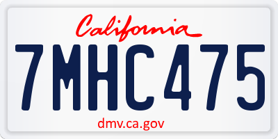 CA license plate 7MHC475