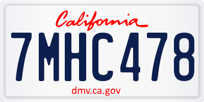 CA license plate 7MHC478