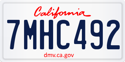 CA license plate 7MHC492