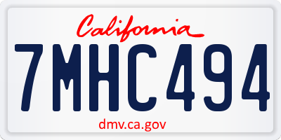 CA license plate 7MHC494