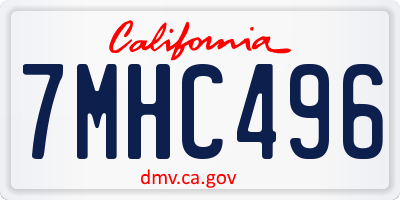 CA license plate 7MHC496