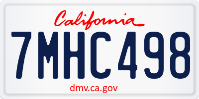 CA license plate 7MHC498