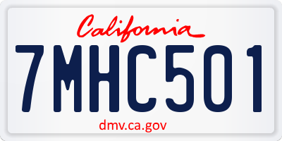 CA license plate 7MHC501