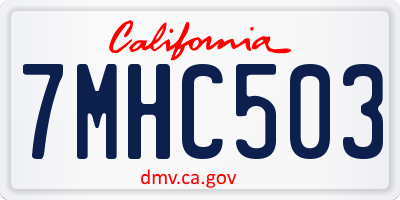 CA license plate 7MHC503