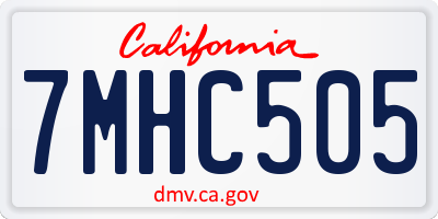 CA license plate 7MHC505