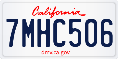 CA license plate 7MHC506