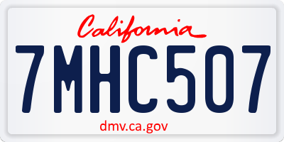 CA license plate 7MHC507