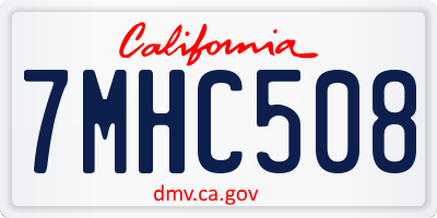 CA license plate 7MHC508
