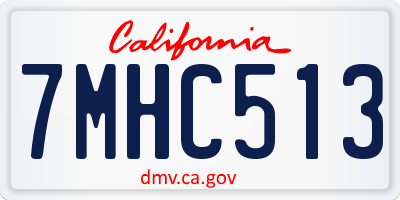 CA license plate 7MHC513