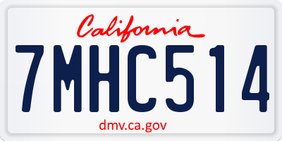 CA license plate 7MHC514