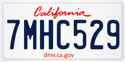 CA license plate 7MHC529