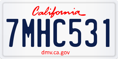 CA license plate 7MHC531