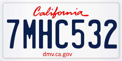 CA license plate 7MHC532