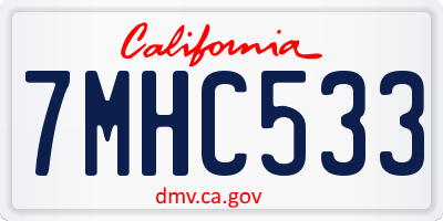 CA license plate 7MHC533