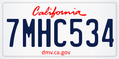 CA license plate 7MHC534