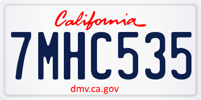 CA license plate 7MHC535