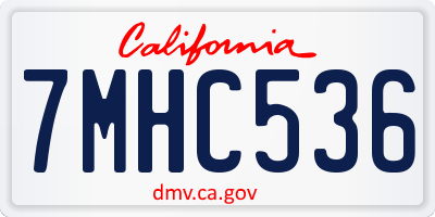 CA license plate 7MHC536