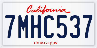 CA license plate 7MHC537