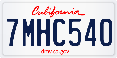 CA license plate 7MHC540