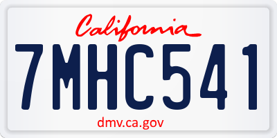 CA license plate 7MHC541