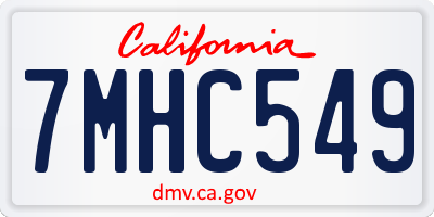 CA license plate 7MHC549