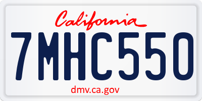 CA license plate 7MHC550