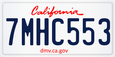 CA license plate 7MHC553