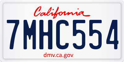 CA license plate 7MHC554
