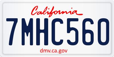 CA license plate 7MHC560