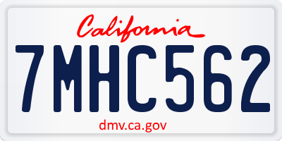 CA license plate 7MHC562