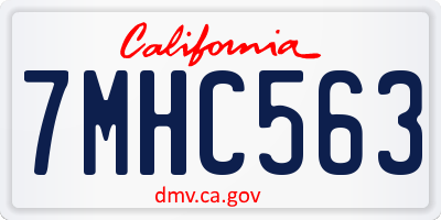 CA license plate 7MHC563