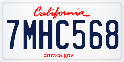 CA license plate 7MHC568
